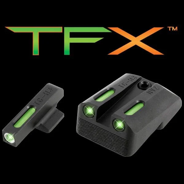 Truglo TFX day/night sights, front and rear black sights with glowing green inserts