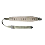 Quake Claw 2.0 rifle sling, side view of padded camouflage sling with black swivels