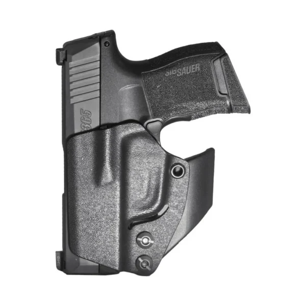 Mission First Tactical MFT Minimalist Appendix IWB Holster black holster with pistol inserted