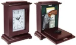 PS Products PS Concealment Clock Rectangle, dark wood clock shown closed and open with hidden compartment