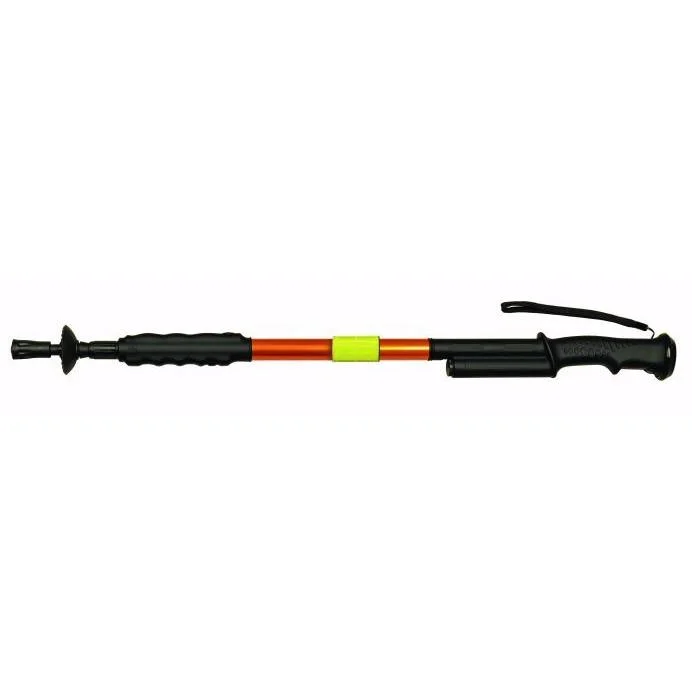 primary-54441 PS Products PS ZAP STAFF, collapsed black and orange staff with wrist strap shown from the side