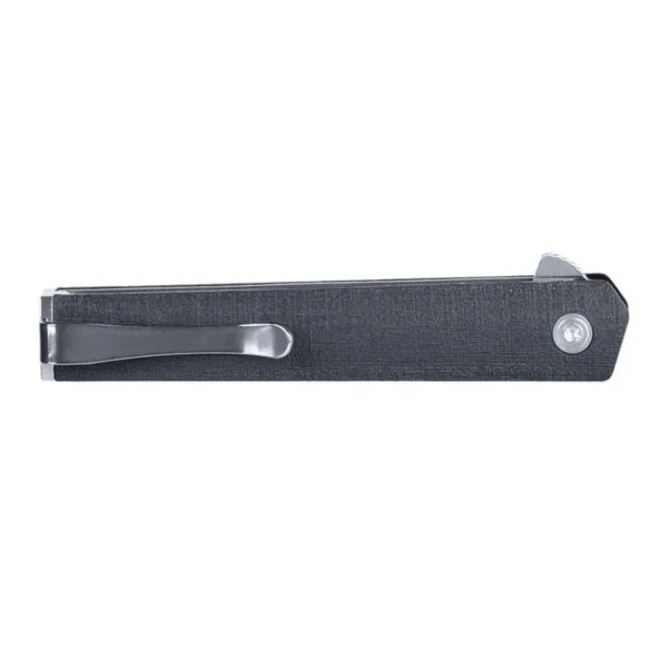 CRKT CEO Compact folding knife, black folded side view with pocket clip