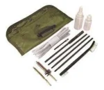 PS Products AR15/M16 cleaning kit with green pouch, black rods, brushes, patches and bottles