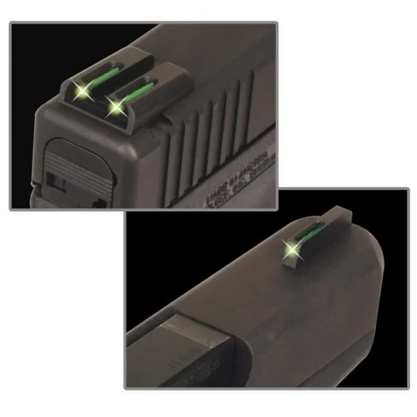 Truglo TFO Tritium/Fiber-Optic Day/Night Sights Fits Glock 17 / 17L 19 22 23 24 26 27 33 34 35 38 and 39 - Front Green/Rear