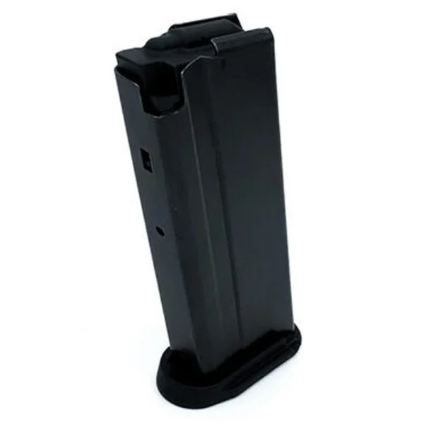 Promag Magazine for Ruger-57, black angled front view with base plate and feed lips visible