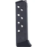 Mec-Gar Handgun Magazine Walther PP, blued front view with witness holes and black base plate