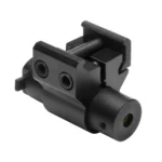 NcSTAR Compact Red Laser Sight black laser unit with Weaver mount, angled front view
