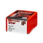 Hornady Handgun Bullets red XTP retail box with two bullets pictured, angled front view