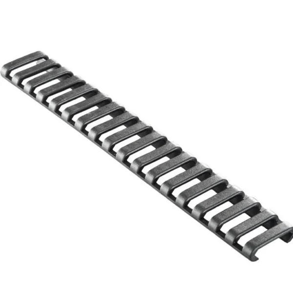 ERGO 18-SLOT LDDR RAIL COVERS black ladder-style rail cover in angled top view
