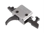 CMC AR-15 2-Stage Trigger Curved, angled view of silver housing with black curved trigger