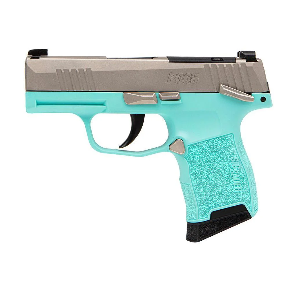 primary-54597 Sig Sauer P365 Robins Egg Blue Handgun .380 ACP 10rd Magazines(2) 3.1" Nickel Slide Optic Ready