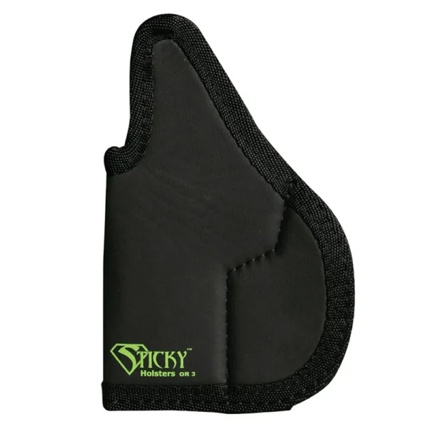 Sticky Holster Optics Ready 3 in black, side view with textured edging and green logo