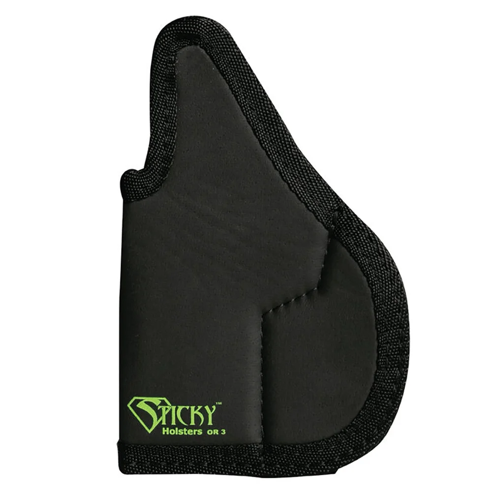 primary-54608 Sticky Holster Optics Ready 3 in black, side view with textured edging and green logo