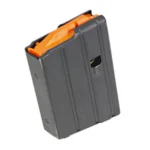 MAG GLENFIELD MODEL A magazine, angled view in gray with orange follower and black base