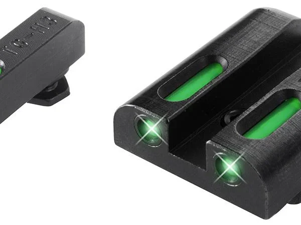 Truglo TFX sights black front and rear sight set with glowing green inserts