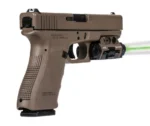 Viridian X5L-FDE Gen 3, flat dark earth laser and light mounted under handgun with green beam
