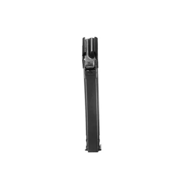 KCI USA AK-47 rifle magazine, black narrow front view with visible feed lips