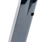 ProMag Browning Hi-Power magazine, angled blued-steel side view with black base plate