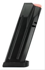 Cz-Usa Firearms CZ P-10 C magazine, black angled side view with orange follower