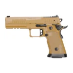Sig Sauer P211-GT5 SAO coyote tan left-side view with black controls, grip base and exposed hammer