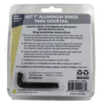CZ 457/455 Dovetail Rings 1-inch black rings in clear retail package, rear view