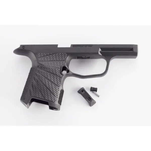 Wilson Combat Grip Module for P365 black right-side view with textured grip and loose parts