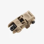 MAGPUL MBUS Rear Flip Sight Gen 2 FDE, tan folded rear sight in angled top view