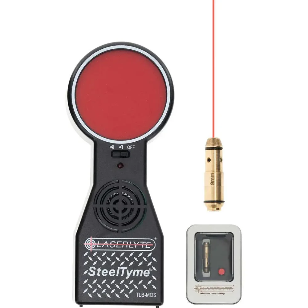 primary-54806 LaserLyte Steel Tyme LSR Kit, black target unit, brass laser cartridge and small accessory case