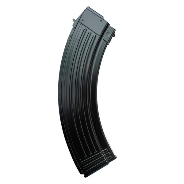 Global Ordnance AK-47 Rifle Magazine, curved black magazine viewed from the side