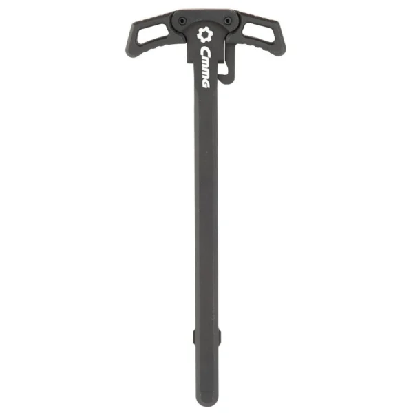 CMMG AR-15 Zeroed Ambi Charging Handle, black front view with dual latches