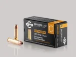 Prvi Partizan PPU .357 MAGNUM 158GR JHP, ammunition box with three brass cartridges displayed