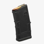 MAGPUL PMAG 20 AR 300 B GEN M3 BLK, black magazine in angled front view with cartridge visible