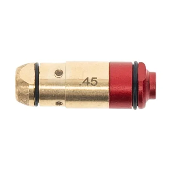 Laserlyte Laser Cartridge Trainer and Bore Sight 45 ACP, brass cartridge with red end cap