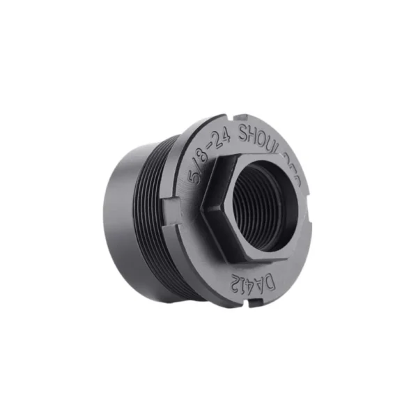 Dead Air P-Series Fixed Mount, gray angled view showing threaded center and hex flats