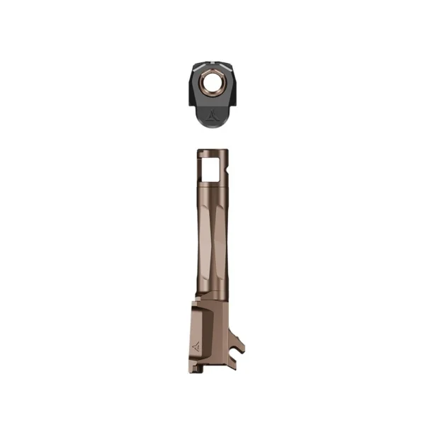 Radian Weapons Afterburner and Ramjet Combo, bronze barrel and black compensator, top view