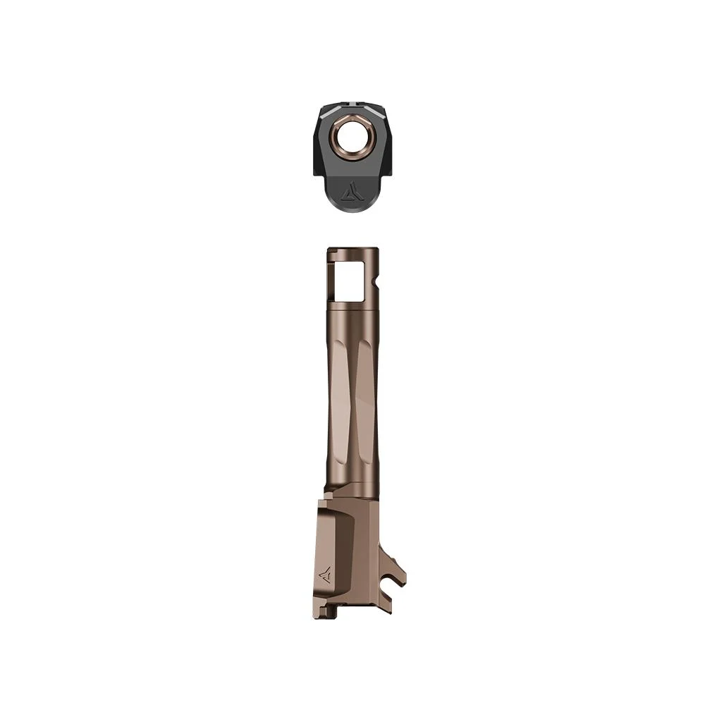 primary-54843 Radian Weapons Afterburner and Ramjet Combo, bronze barrel and black compensator, top view