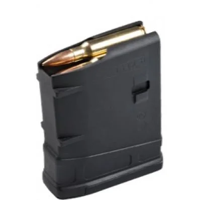 MAGPUL PMAG M3 7.62 10RD BLK, black magazine in angled side view with cartridges visible