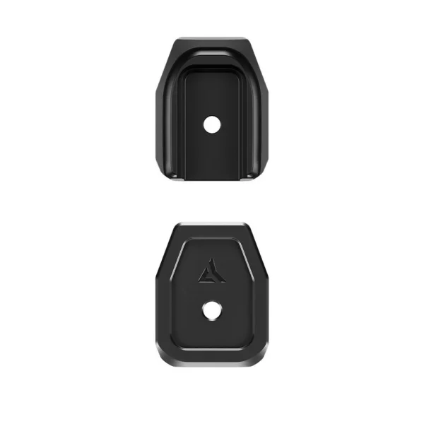 Radian Weapons Tru-17 Magazine Base Pad, two black base pads shown from top and underside