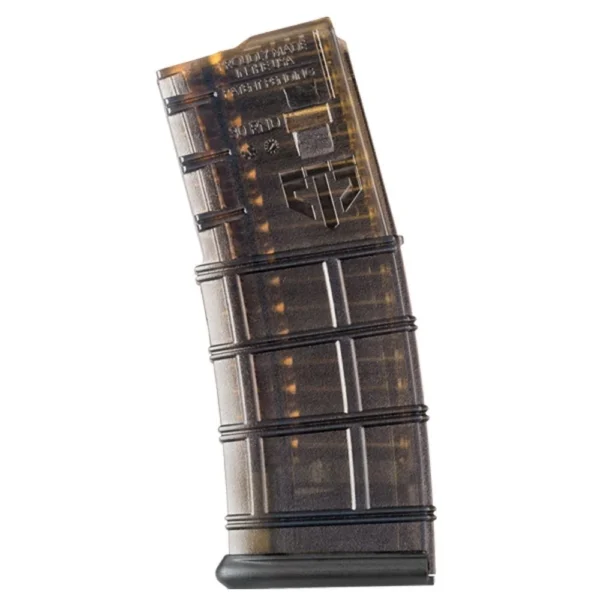 Elite Tactical Systems Carbon Smoke Gen 2 AR-15 Rifle Magazine, translucent brown, front view