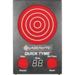 LASERLYTE QUICKTYME TARGET 5-inch, front view with red bullseye, digital timer and three buttons