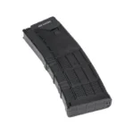 CMMG MkW-15 Rifle Magazine, angled view of curved black magazine with textured panels