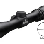 Burris Handgun Scope, matte black right-side view with adjustment turrets and reticle inset