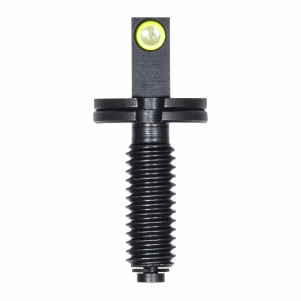 Night Fision Tritium Front Sight Post, black front view with yellow-ringed sight insert