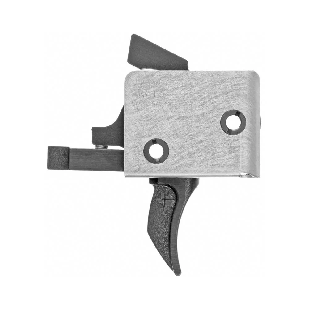 primary-54892 CMC AR-15 Match Combat Curved trigger, side view with silver housing and black curved trigger