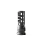 DEAD AIR KEYMO BRAKE .46 11/16X24, black and silver side view with multiple ports