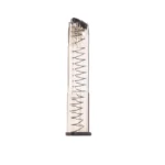Elite Tactical Systems Omega S&W M&P, clear extended magazine front view with visible spring