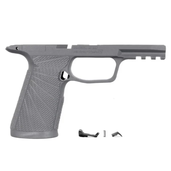 Wilson Combat Grip Module WCP365 XMacro, grey left-side view with textured grip and small parts