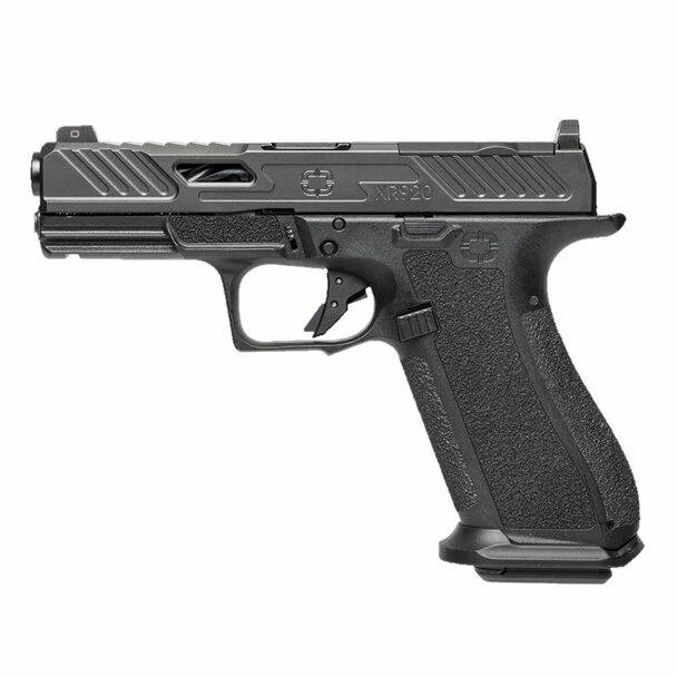 primary-54971 Shadow Systems SHDW XR920 Elite, left-side view of black pistol with textured grip and cutout slide