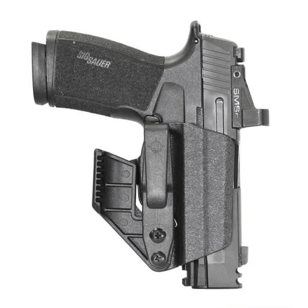 Mission First Tactical MFT Minimalist Appendix IWB Holster, black front view with pistol inserted