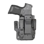 Mission First Tactical Pro Series IWB Holster, black front view with compact pistol inserted